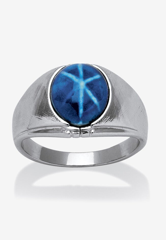 Silver Tone Blue Lucite Ring, WHITE, hi-res image number 0
