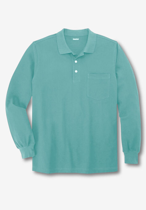 Long-sleeve Piqué Polo, BLUE GREEN, hi-res image number null
