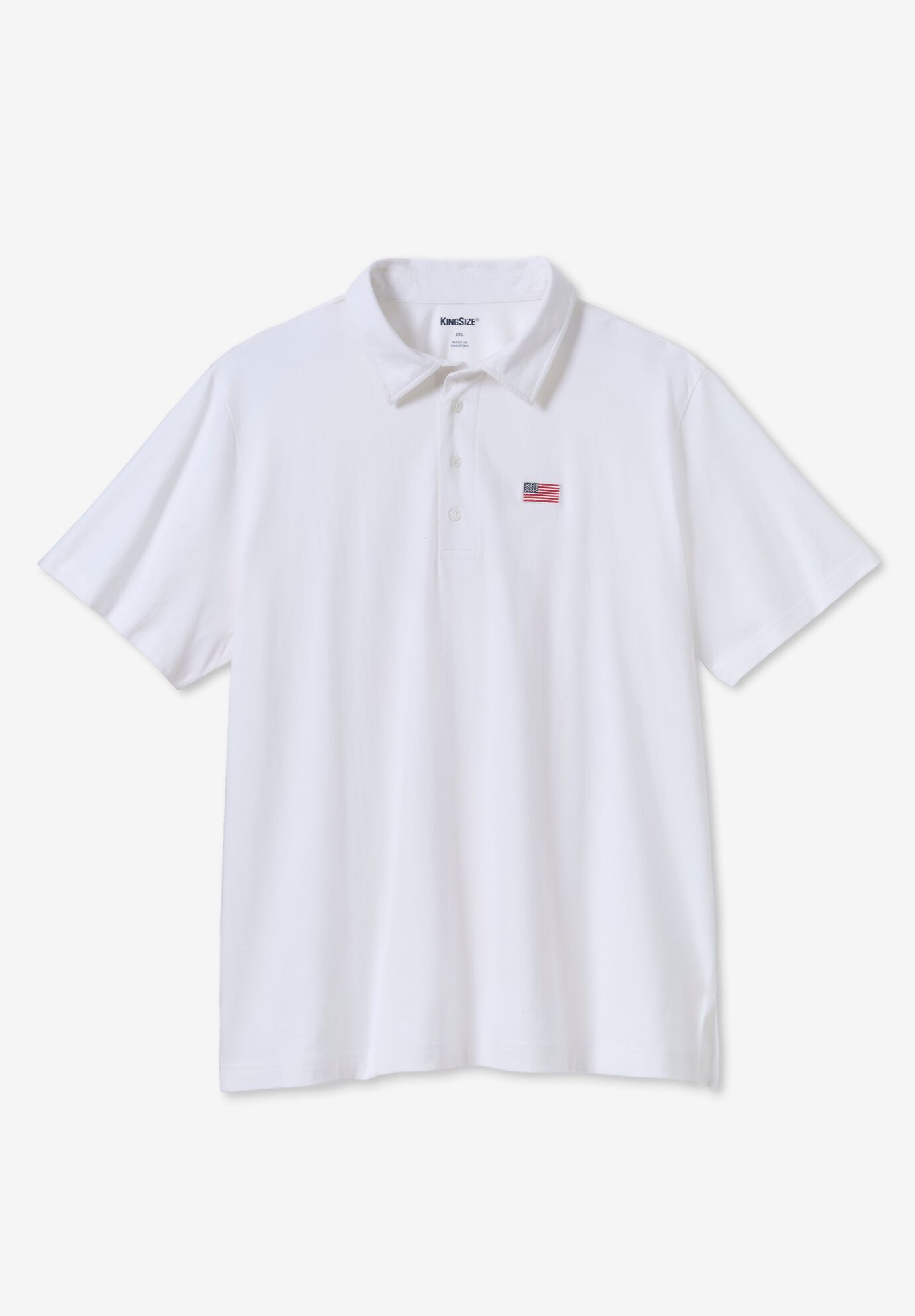 Big and Tall Americana Polo from KingSize, WHITE, alternate image number 2