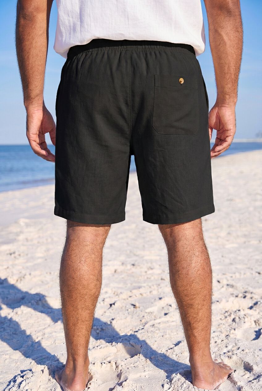 Classic Linen Shorts, BLACK, alternate image number 3