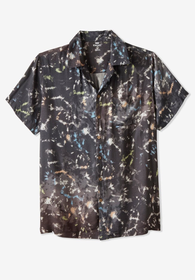 Printed Rayon Short-Sleeve Shirt, BURNOUT TIE DYE, hi-res image number null