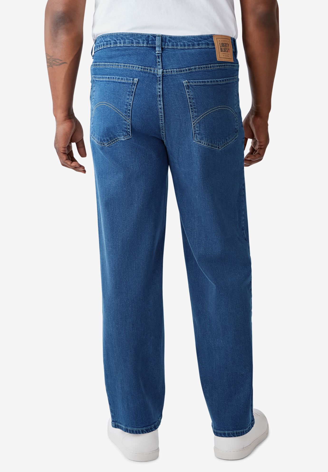 Liberty Blues&trade; Loose Fit 5-Pocket Stretch Jeans, STONEWASH, alternate image number 2