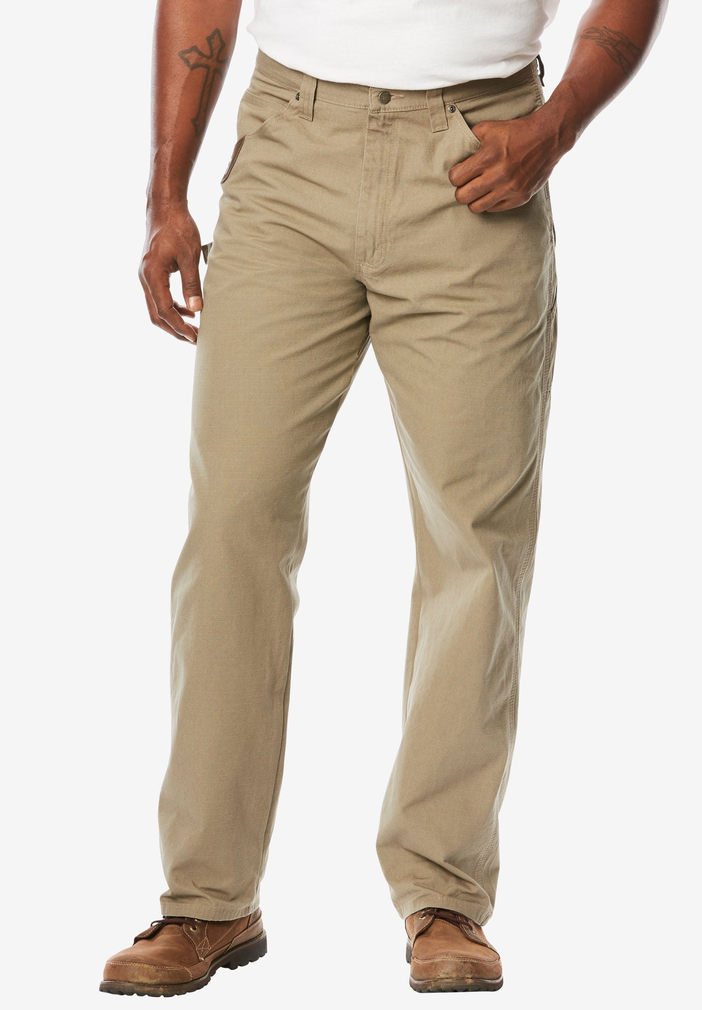 Wrangler&reg; Riggs Workwear Denim Ripstop Carpenter Jeans, DARK KHAKI, hi-res image number 0
