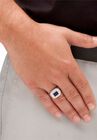 Silver Tone Blue Glass and Cubic Zirconia Ring, , alternate image number null