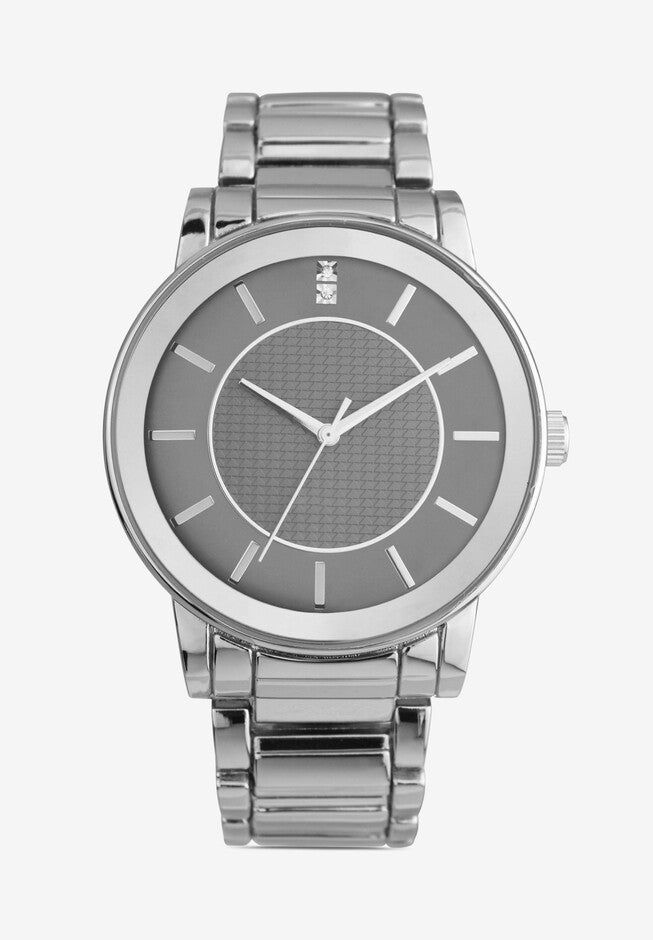 Mirrored Bezel Silver Metal Link Watch, SILVER, hi-res image number null