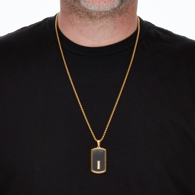 Men's Crystal Gold Ion-Plated Stainless Steel Dog Tag Necklace Set 26 Inch, WHITE, alternate image number 2