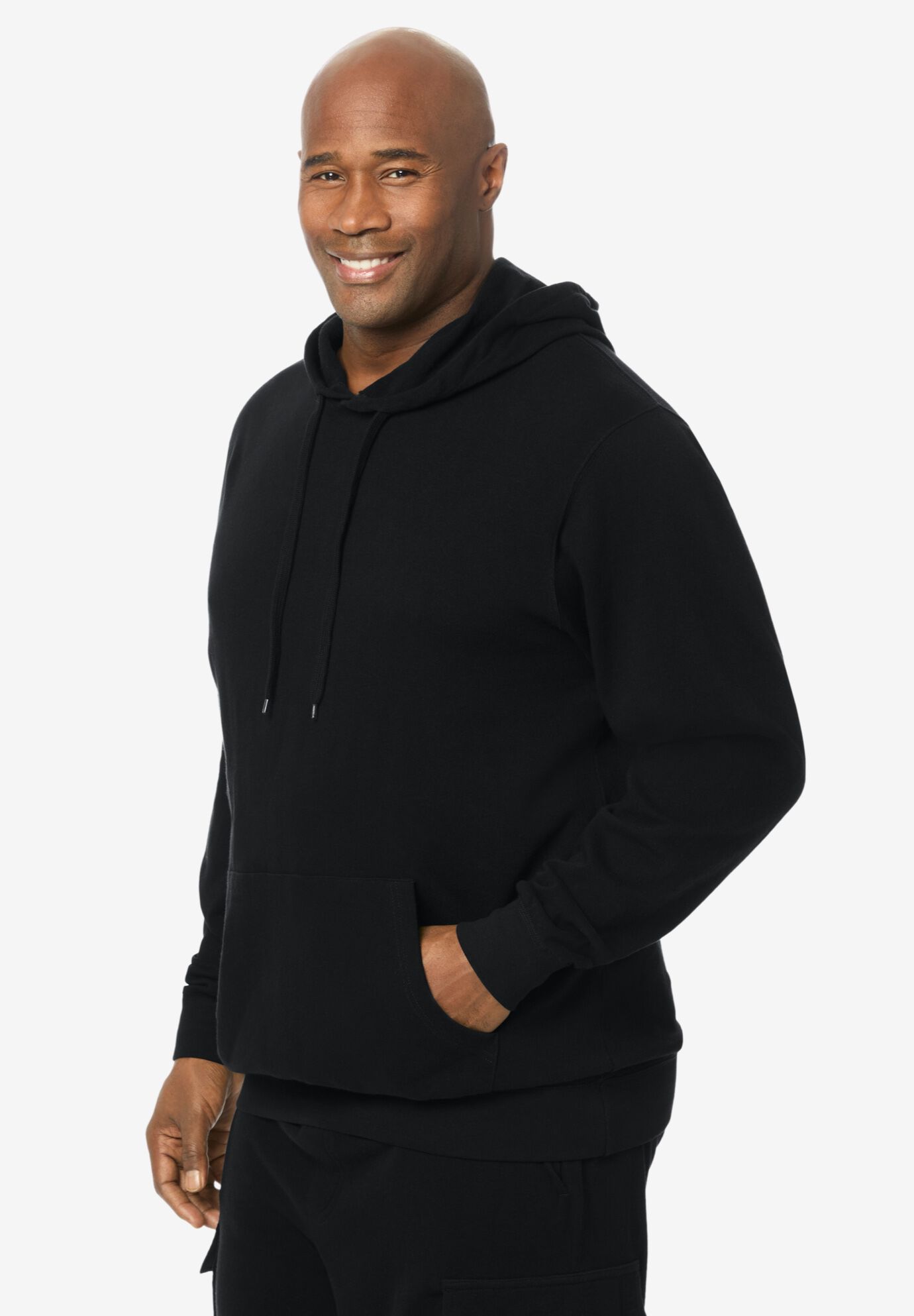French Terry Hoodie, BLACK, alternate image number 2