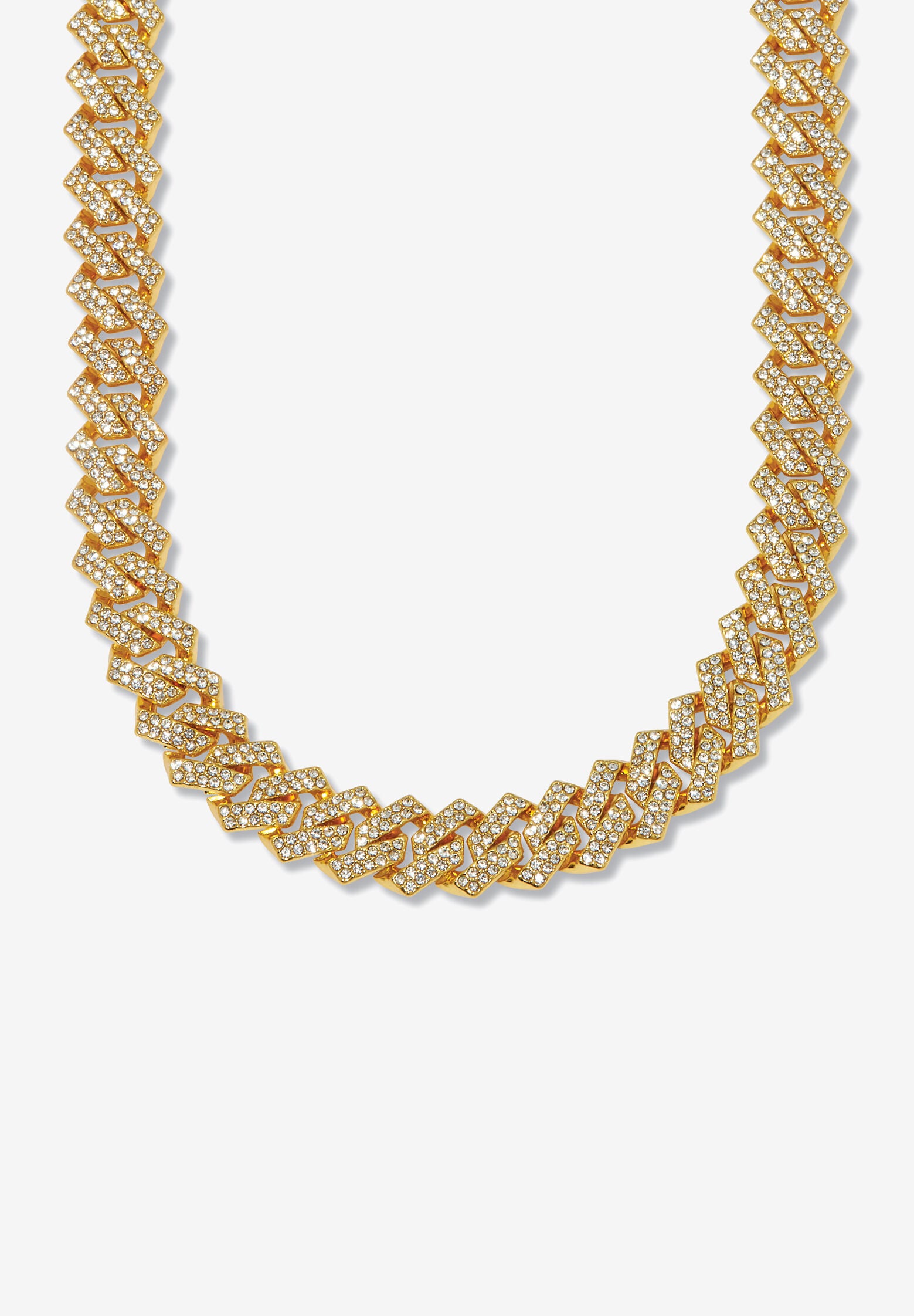 Round Crystal Goldtone Link Necklace 24-Inch, GOLD, hi-res image number 0