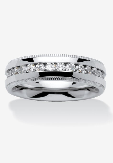 Stainless Steel Cubic Zirconia Channel Set Eternity Bridal Ring, STAINLESS STEEL, hi-res image number null