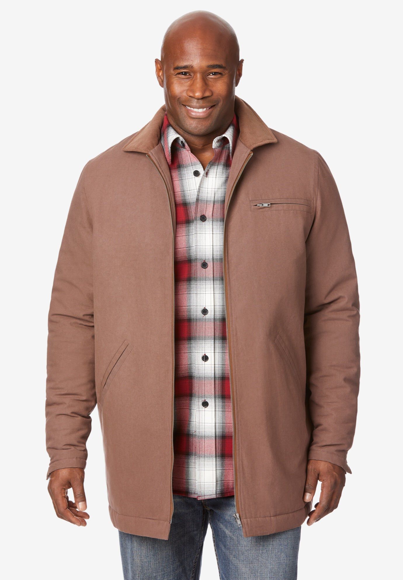 Contrasting Collar Jacket, BROWN, hi-res image number 0