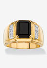 Men's 18K Yellow Gold-plated Genuine Diamond and Black Onyx Ring, DIAMOND ONYX, hi-res image number null