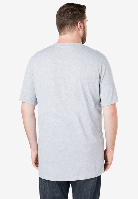 Shrink-Less™ Lightweight Longer-Length Crewneck Pocket T-Shirt, , alternate image number null