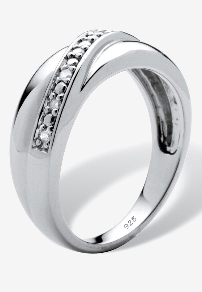 Men's Platinum over Sterling Silver Diamond Wedding Band Ring, , on-hover image number 1
