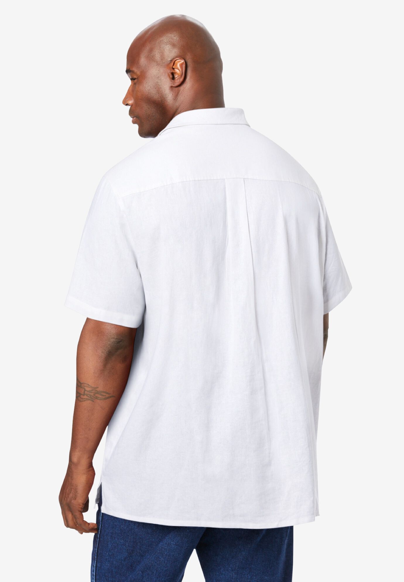 Short-Sleeve Linen Shirt, WHITE, alternate image number 2