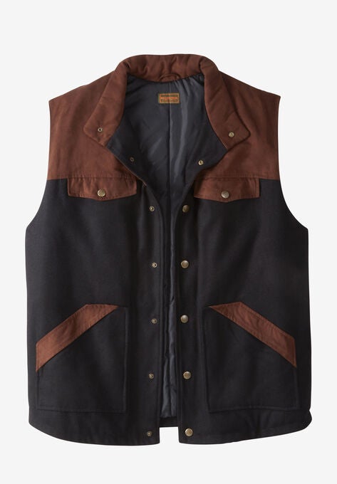 BOULDER CREEK™ PLAID MULTI-POCKET VEST, BLACK, hi-res image number null