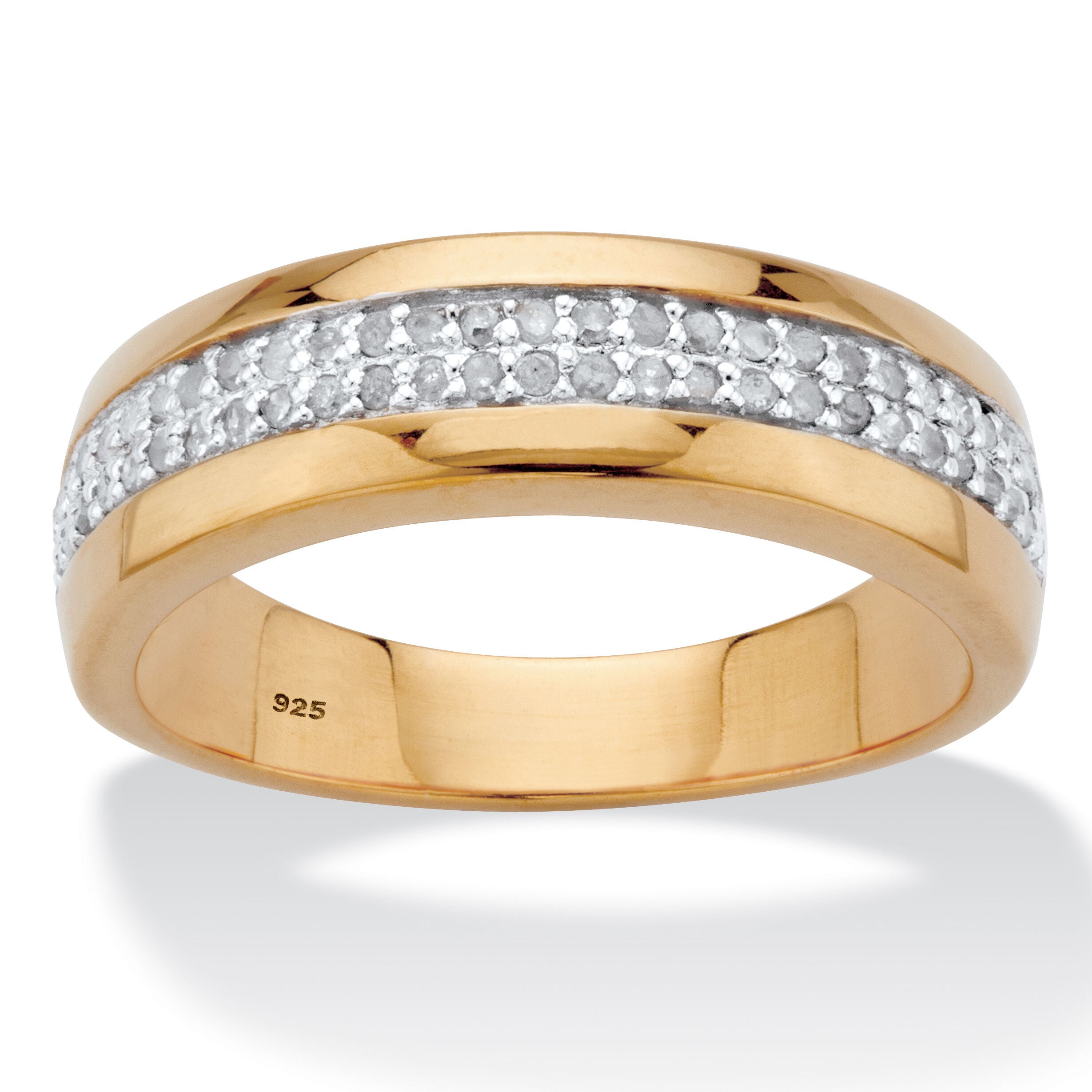 Men's 1/5 Cttw. Diamond Accent 18k Gold-plated Sterling Silver Wedding Ring, WHITE, hi-res image number 0