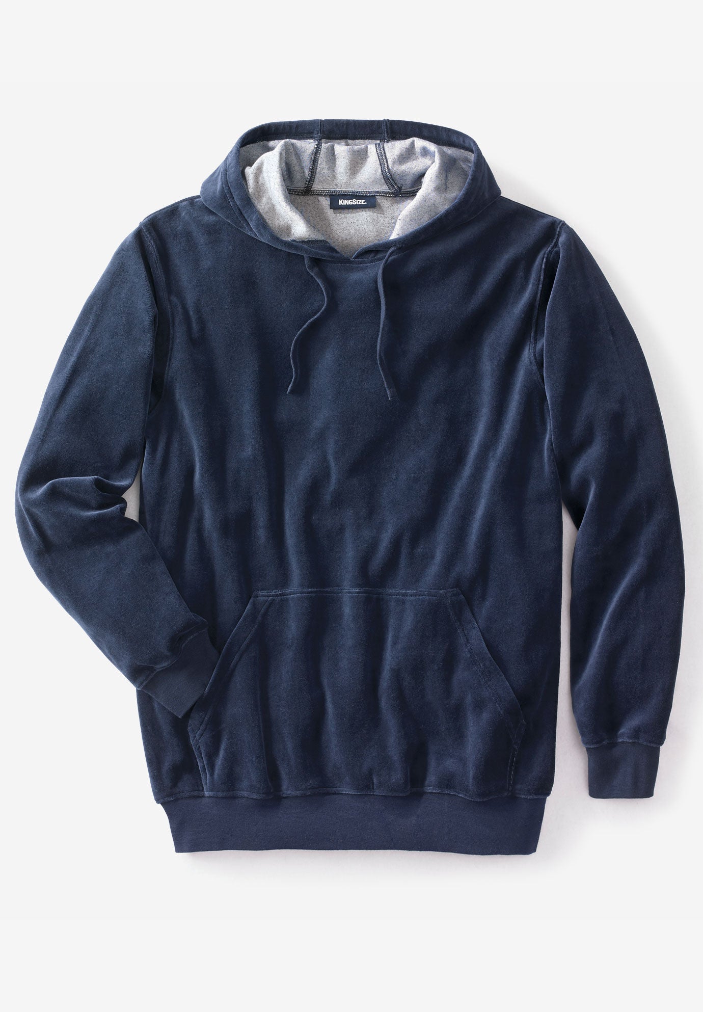 Velour Long-Sleeve Pullover Hoodie, NAVY, on-hover image number 1