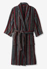 Terry Bathrobe with Pockets, RICH BURGUNDY STRIPE, hi-res image number 0