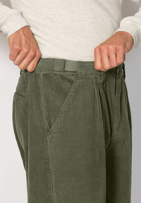 Expandable Waist Corduroy Pleat-Front Pants, , alternate image number null