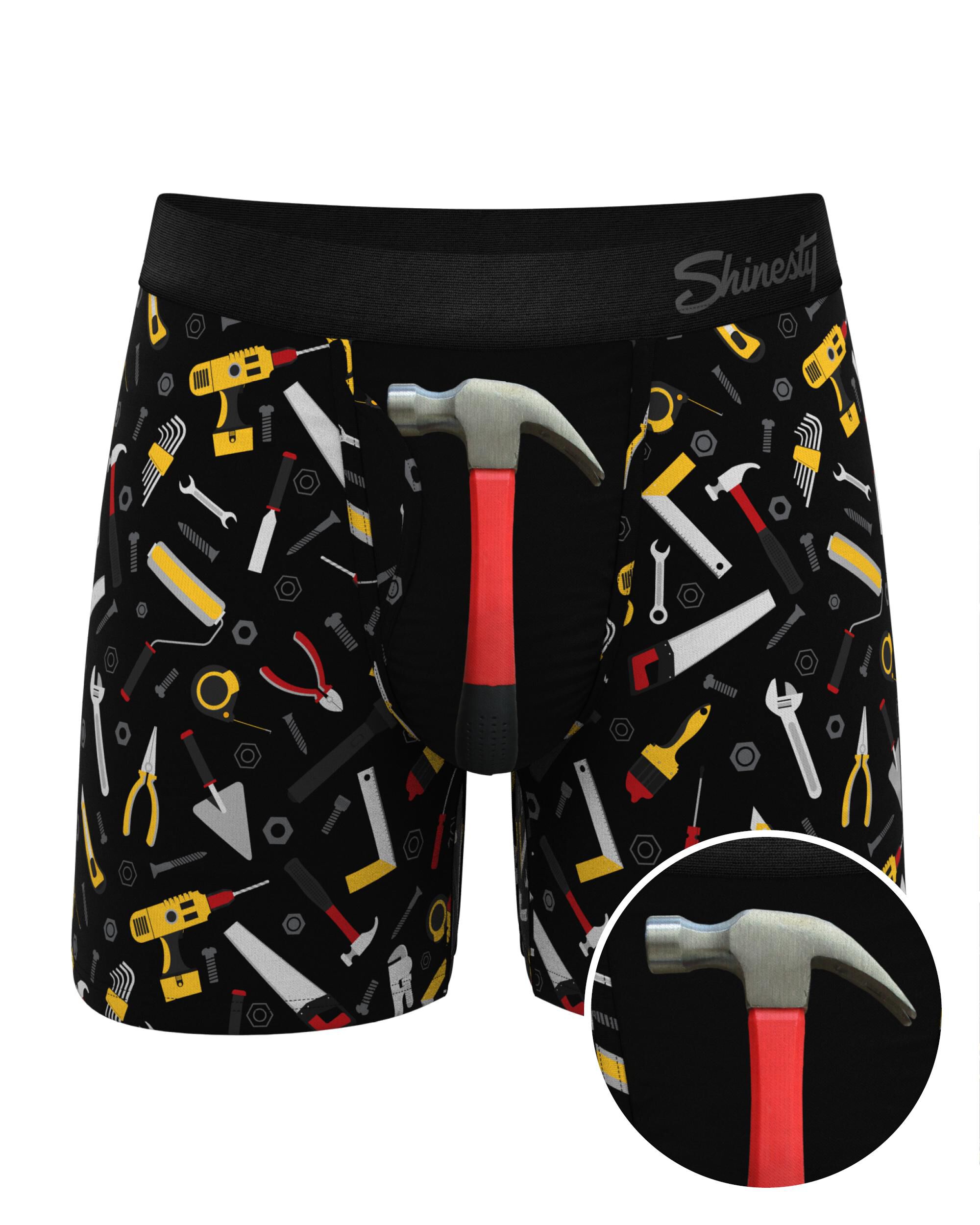 The Tool Belt Hammer and Tools Ball Hammock Pouch Underwear With Fly, BLACK, hi-res image number 0