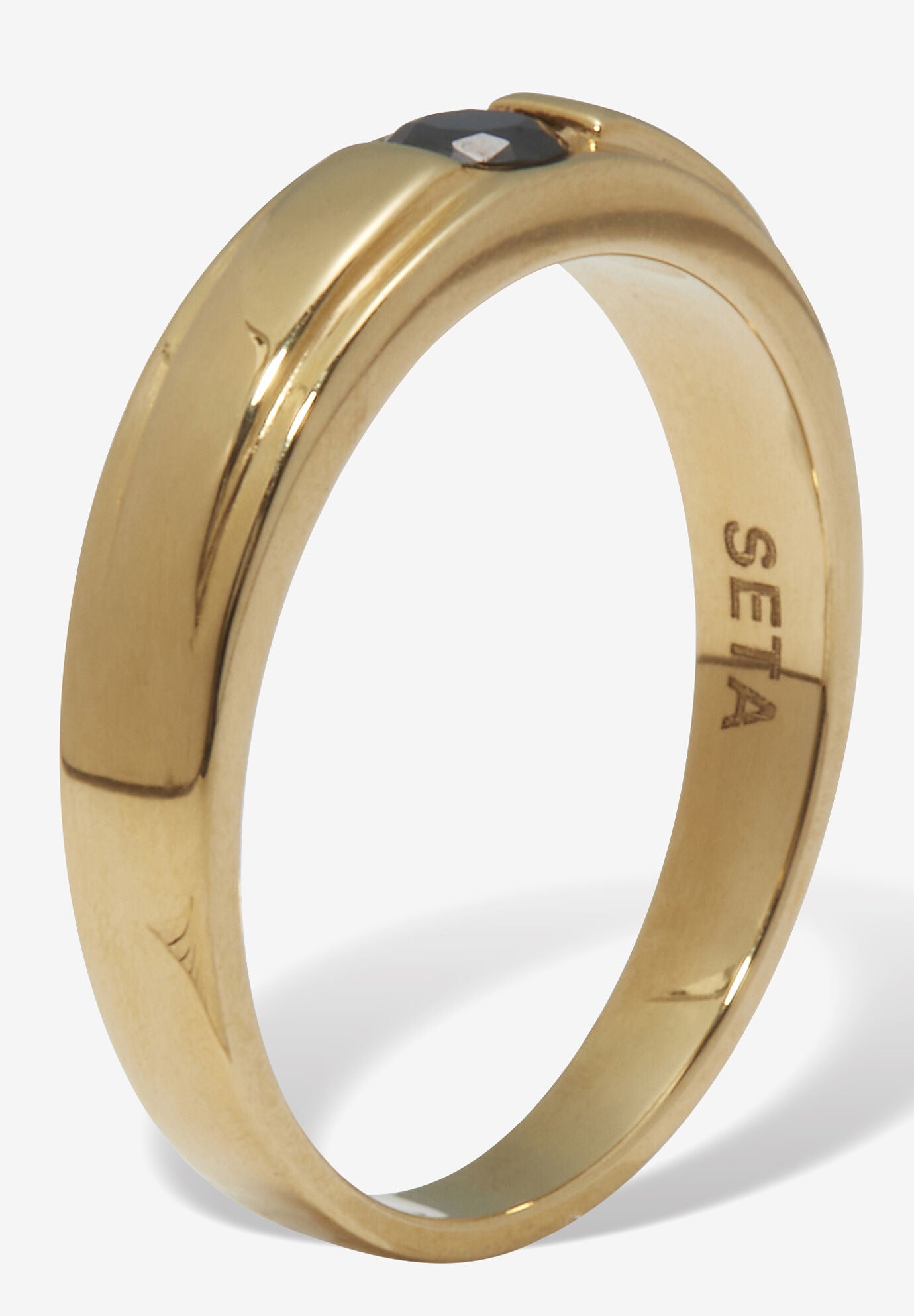 .25 Tcw Men'S Round Black Cubic Zirconia Gold Ion-Plated Stainless Steel Ring, , on-hover image number 1