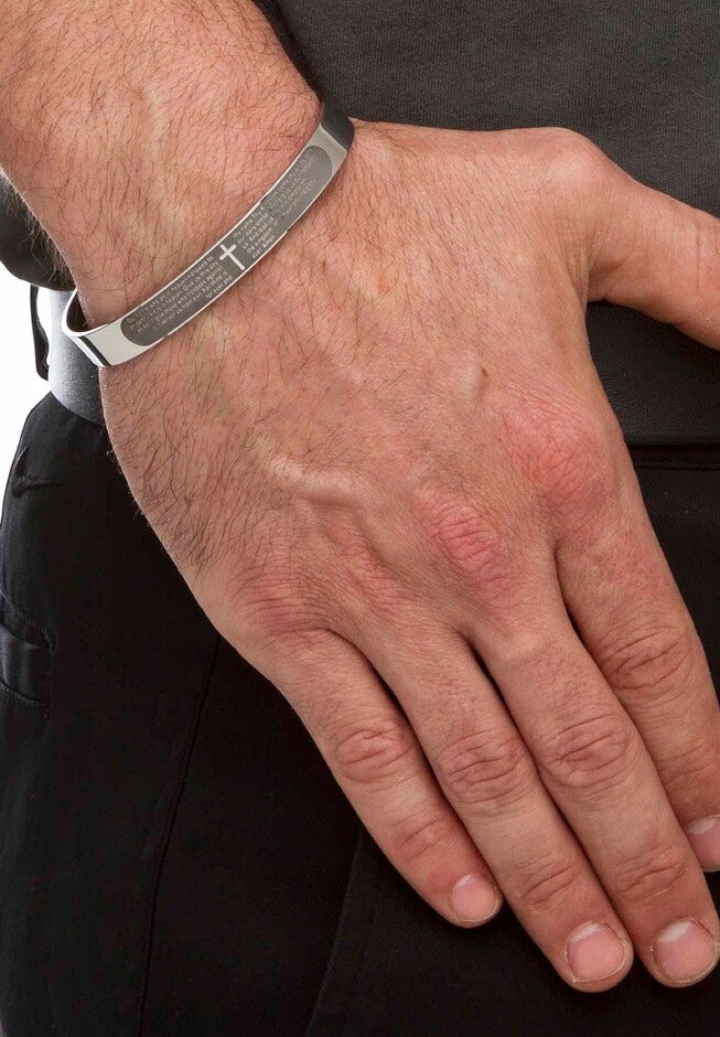 Stainless Steel Lord's Prayer Cuff Bracelet, , alternate image number null