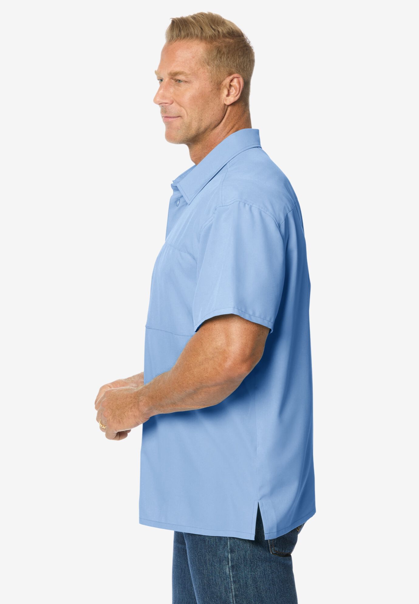 Double Pocket Short Sleeve Performance Shirt, SKY BLUE, alternate image number 2