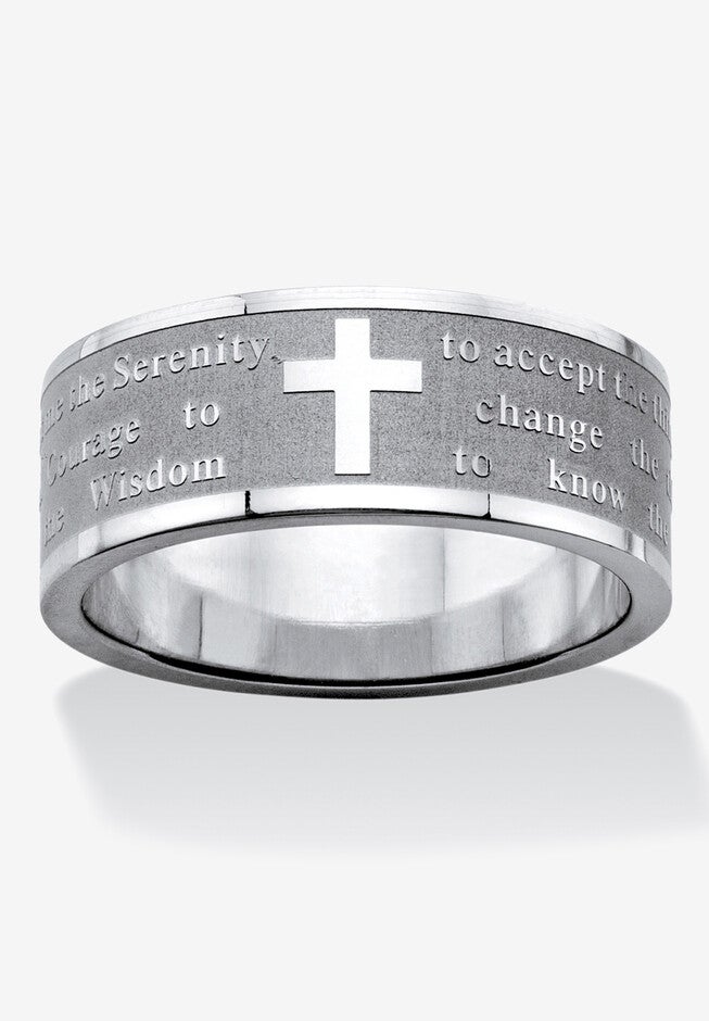 Stainless Steel Serenity Prayer Ring (7Mm), WHITE, hi-res image number null