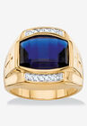 Men's 18K Yellow Gold-plated Sapphire and Diamond Accent Ring, SAPPHIRE DIAMOND, hi-res image number null