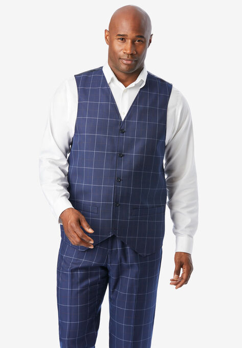 KS Signature Easy Movement® 5-Button Suit Vest, NAVY CHECK, hi-res image number null
