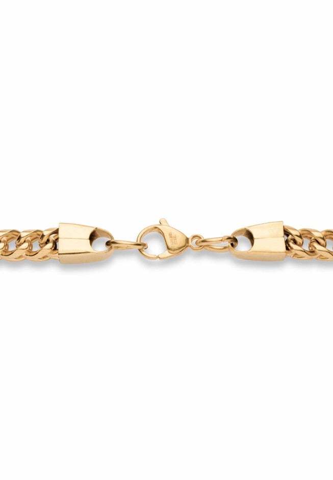 Gold Ion-Plated Stainless Steel Curb-Link 24 inches Chain and 9 inches Bracelet Set, , on-hover image number null