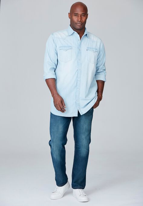 Long-Sleeve Denim Western Shirt, , alternate image number null