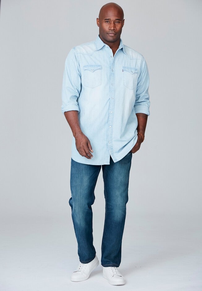 Long-Sleeve Denim Western Shirt, , alternate image number null
