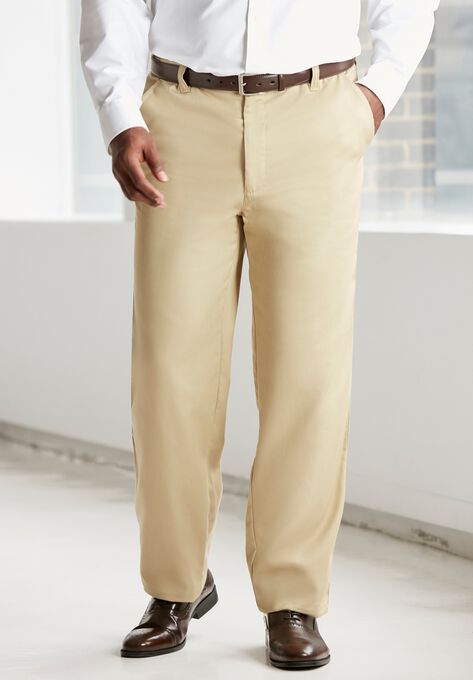 Classic Fit Wrinkle-Free Expandable Waist Plain Front Pants, , alternate image number null