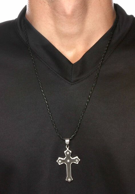 Cross Pendant Cord Necklace , , alternate image number null