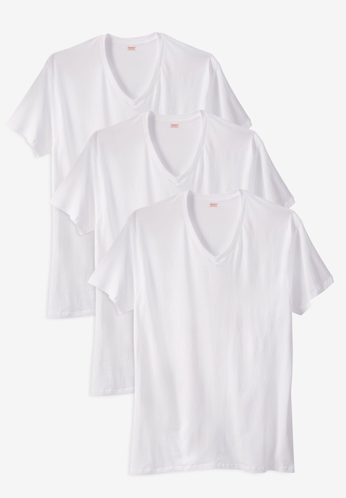 Hanes Stretch Cotton 3-pack V-Neck Undershirt, WHITE, hi-res image number 0