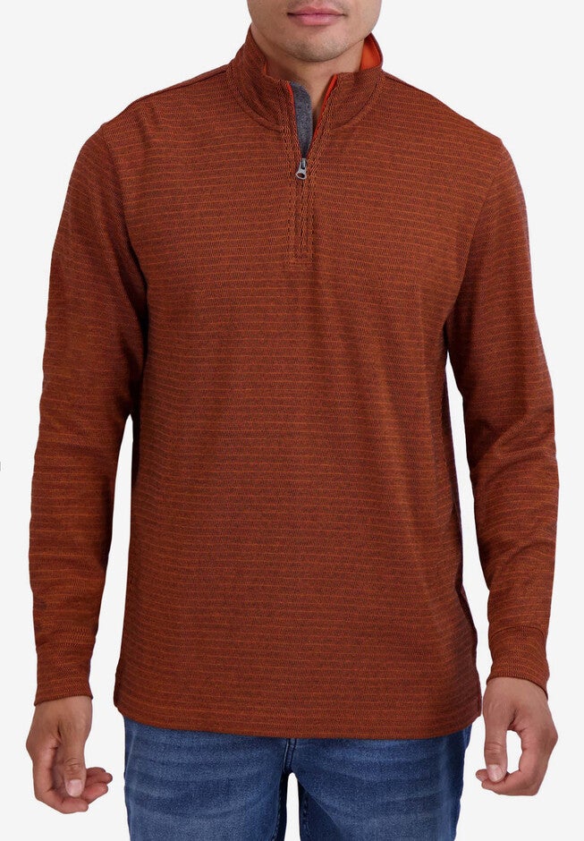 Chaps® Long-Sleeve Quarter-Zip Sweater, BURNT BLAZE, hi-res image number null