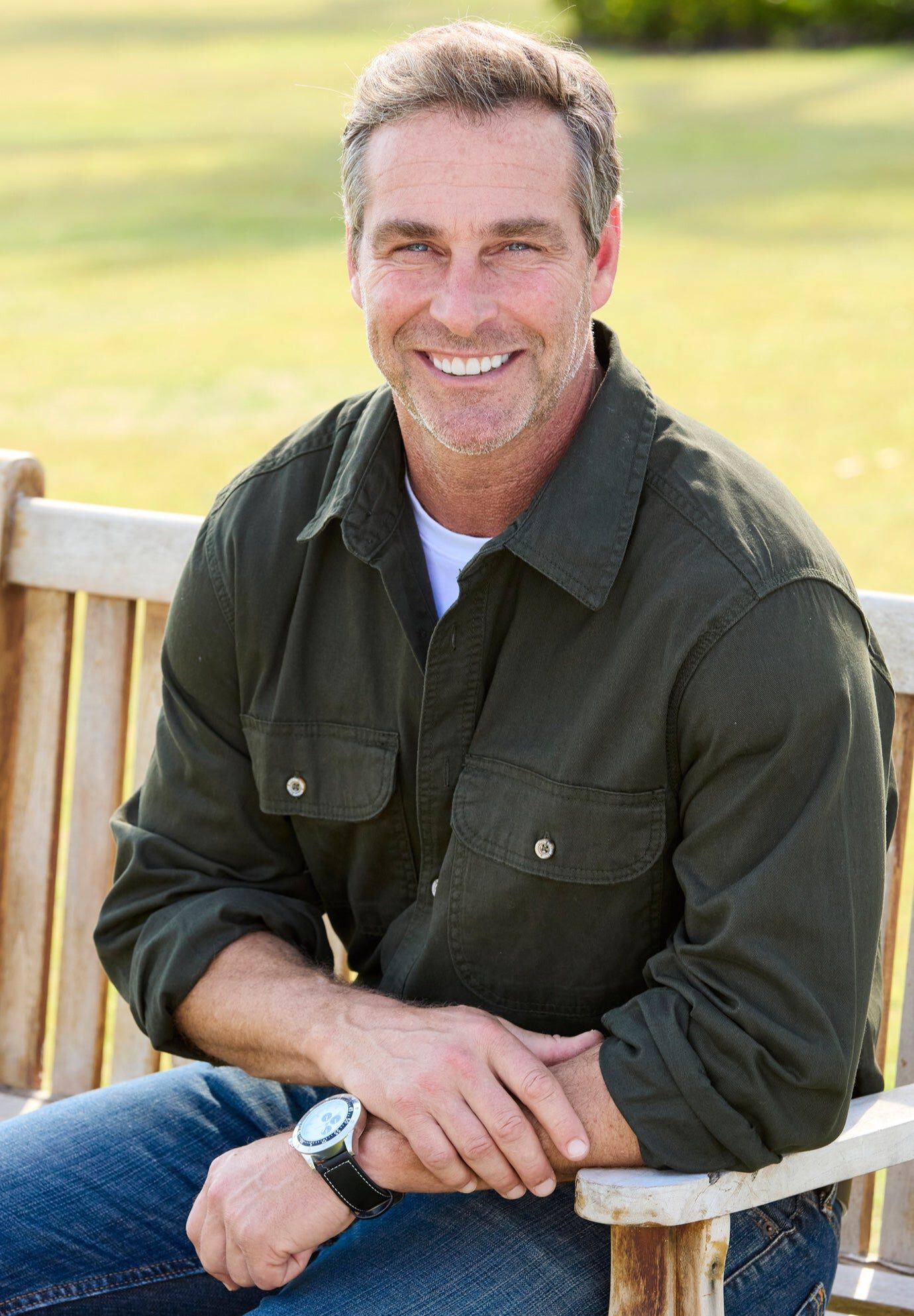 Long Sleeve Denim and Twill Shirt, FOREST GREEN, hi-res image number 0