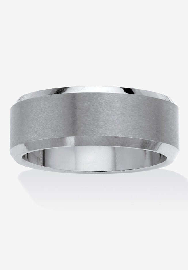Men'S Stainless Steel Matte Finish Ring (8Mm), WHITE, hi-res image number null