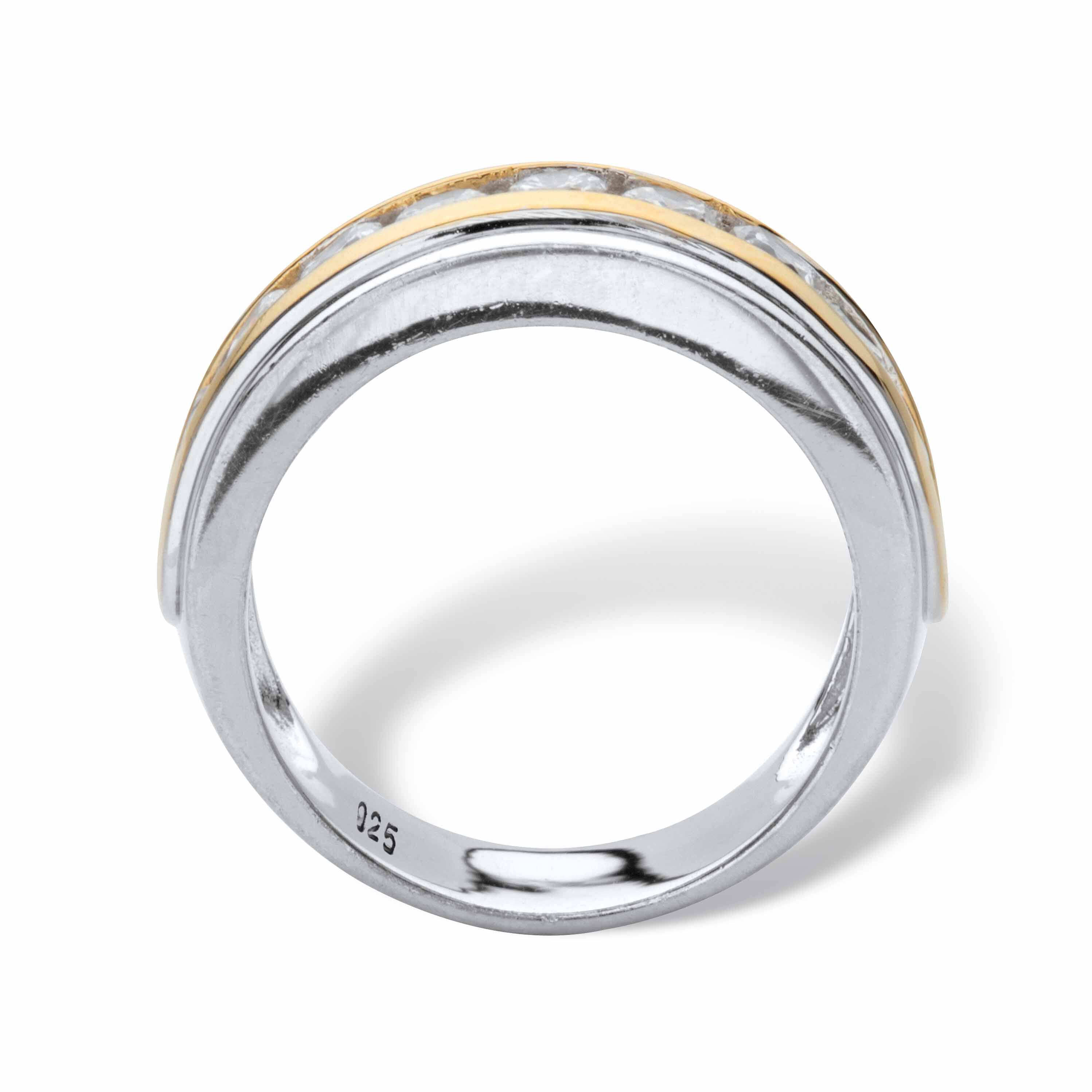 Men&#39;s 1.10 Cttw Cubic Zirconia 18k Gold and Platinum-plated Sterling Silver Ring, WHITE, on-hover image number 1