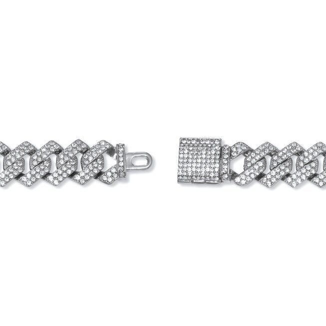 Round Crystal Silvertone Link Bracelet 9-inch, WHITE, on-hover image number null