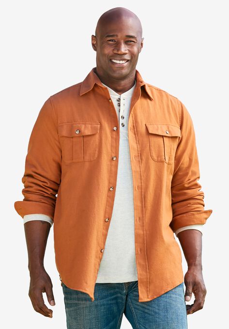 Solid Double-Brushed Flannel Shirt, , on-hover image number null