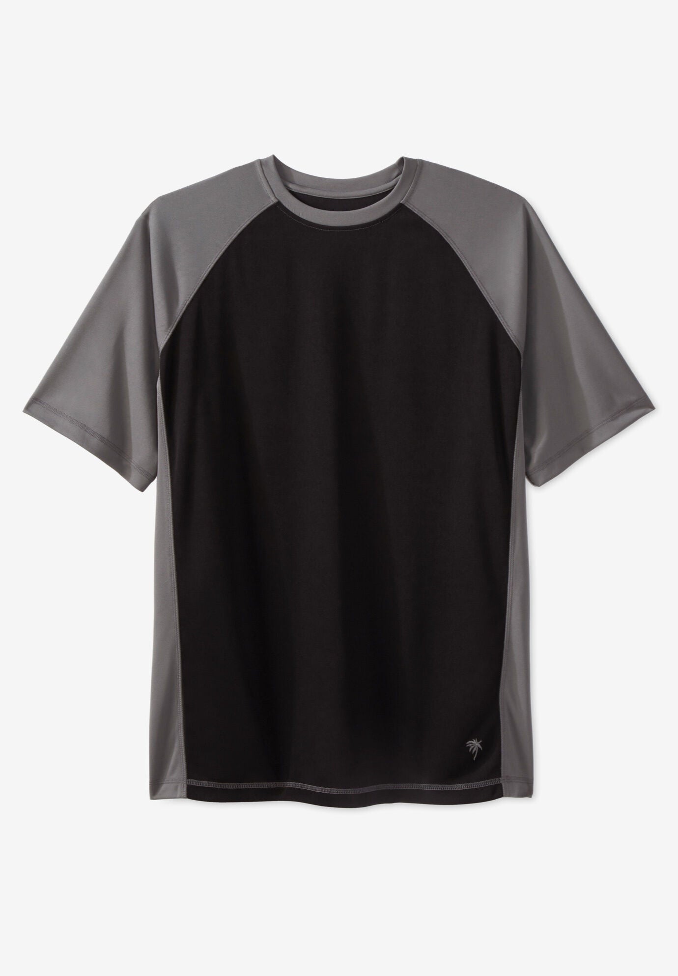 Cling-Free Raglan Short Sleeve Swim Shirt, BLACK STEEL, on-hover image number 1