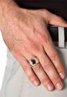18K Gold Over Sterling Silver Cubic Zirconia and Onyx Ring, , alternate image number null