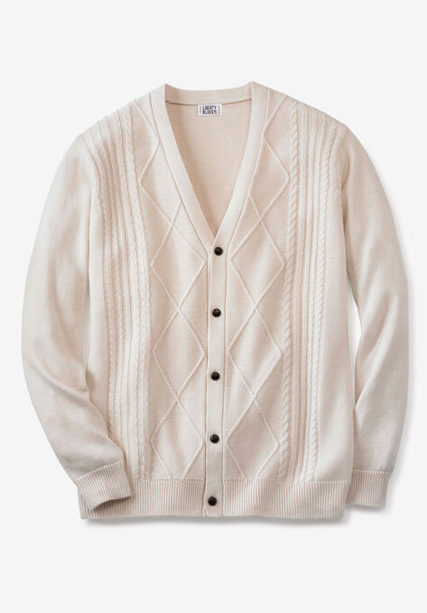 Liberty Blues Shoreman's Cardigan Cable Knit Sweater, SAND STONE, hi-res image number null