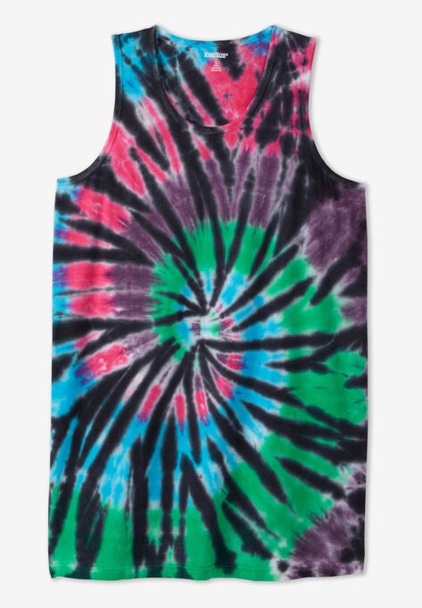 Shrink-Less™ Lightweight Longer-Length Tank, BLACK TIE DYE, hi-res image number null