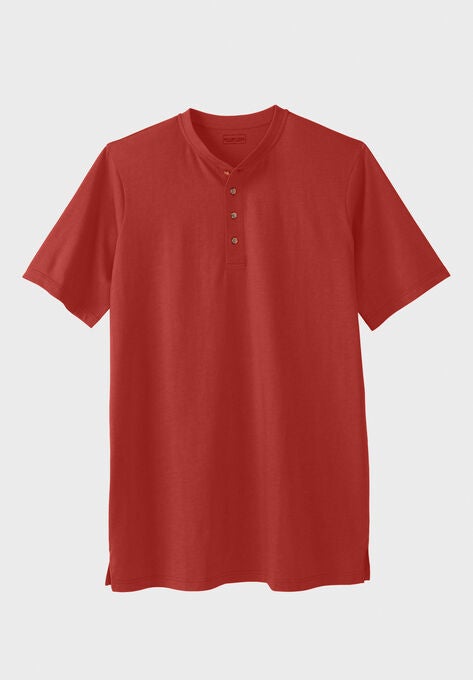 Boulder Creek® Heavyweight Longer-Length Short-Sleeve Henley Shirt, RUST, hi-res image number null