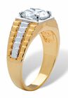 Yellow Gold Plated Cubic Zirconia Two-Tone Textured Ring, , on-hover image number null