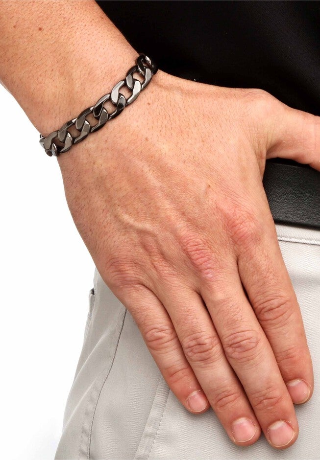 Black Ruthenium-Plated Curb-Link Bracelet 10 inches, , alternate image number 2