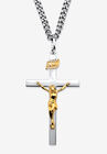 Sterling Silver Crucifix Cross Pendant with 24" Chain, WHITE, hi-res image number 0